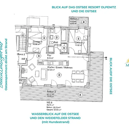 Beachloungefour- 1 Og, Meerblick, Balkon, Kamin, Sauna Ольпениц